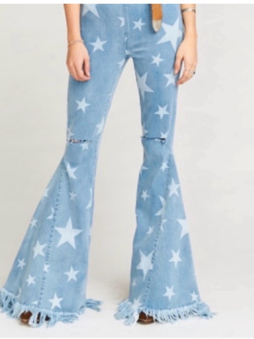 SHOW ME YOUR MUMU STAR BERKLEY BELLS, distressed, flare, pull on, XS